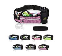 Lucky Humans Laufgürtel Sport, Joggen & Laufen mit Handy-Tasche Rosa - Damen, Frauen, Mädchen Bauchtasche mit Flaschen & Handy-Halterung - Trinkgürtel Running & Walking Belt - Jogging & Lauf Zubehör