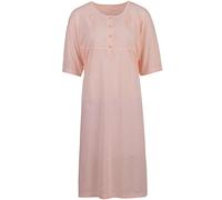 Lucky Nachthemd Damen Kurzarm Punkte Design mit Stickerei Knöpfe 3XL-6XL Knopfleiste Schlafshirt Übergröße, Farbe:apricot, Größe:6XL