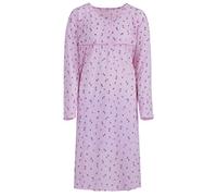 Lucky Nachthemd Damen Langarm Blüten 3XL-6XL Knöpfe Übergröße Baumwolle Schlafshirt, Farbe:rosa, Größe:3XL