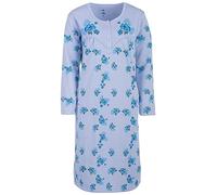 Nachthemd Damen Thermo Langarm Blumen Winter Knöpfe Größe M L XL XXL, Größe:L, Farbe:Hellblau
