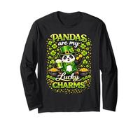 Lucky Panda Shamrocks St Patricks Day Green Beer Leprechaun Langarmshirt