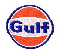 Lucky Patches Gulf Grand Prix Racing Sponsor Aufnäher - 1 Stück - 7,5 x 7 cm - Weiß, orange, blau - Iron on Patch