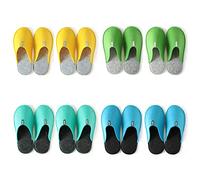 Lucky Sign - Gästehausschuhe 4 Paar Mann und Frau Winter warm Antirutsch Unisex Gästepantoffeln aus Filz hochwertig, 2x4Paar - Bunt