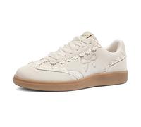 LUCKY STEP Damen Sneakers mit Spitze & Organza-Band | Vintage-Design mit Dicker Gummisohle | Bequeme Freizeitschuhe im Trend-Look für Alltag & Stadt (Cremeweiß, 8US-38EU-5UK)