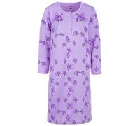 Nachthemd Damen Thermo Langarm Blumen Winter Knöpfe Größe M L XL XXL, Größe:XXL, Farbe:Flieder