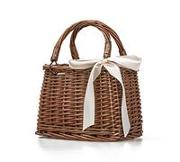 luckything Rattan Tasche Korbtaschen Damen Strandtasche?Vintage Rattan gewebt Tasche Handtasche/Strandtasche Aufbewahrungstasche?Damen Handgefertigt Tasche Handgewebt Stroh Tasche Korb
