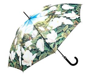 LUCKYWEATHER Regenschirm Stockschirm Damen Motiv Magnolien Auf-Automatik I Stockregenschirm groß und stabil sowie hochwertig verarbeitet I Regenschirme mit UV-Schutz
