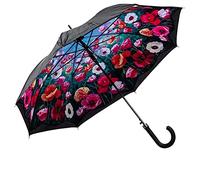 LUCKYWEATHER Regenschirm Stockschirm Damen Motiv Mohnblumen Auf-Automatik Double Layer I Stockregenschirm groß und stabil sowie hochwertig verarbeitet I Regenschirme mit UV-Schutz