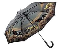 LUCKYWEATHER Regenschirm Stockschirm Damen Motiv Pferde Auf-Automatik Double Layer I Stockregenschirm groß und stabil sowie hochwertig verarbeitet I Regenschirme mit UV-Schutz