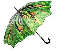 LUCKYWEATHER Regenschirm Stockschirm Damen Motiv Strelitzien Auf-Automatik I Stockregenschirm groß und stabil sowie hochwertig verarbeitet I Regenschirme mit UV-Schutz