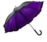 LUCKYWEATHER Regenschirm Stockschirm Damen Rüschenschirm schwarz/violett Auf-Automatik Double Layer I Stockregenschirm groß und stabil sowie hochwertig verarbeitet I Regenschirme mit UV-Schutz