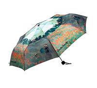 LUCKYWEATHER Regenschirm Taschenschirm klein Mini Damen Motiv Monet Mohnblumenfeld I Regenschirme mit UV-Schutz