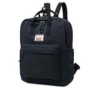LuckyZ Kleiner Stoff-Rucksack für Damen, lässiger Stil, leicht, Segeltuch, Büchertasche, Reisetasche, Handtasche, Geldbörse, Schwarz