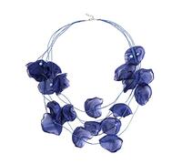 LUDAKE Choker-Halskette für Damen, niedlich, Stoff, Blütenblatt, Halsband, Halskette, übertriebene, mehrschichtige Blütenblatt-Kette, Schlüsselbeinkette, Stoff