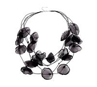 LUDAKE Choker-Halskette für Damen, niedlich, Stoff, Blütenblatt, Halsband, Halskette, übertriebene, mehrschichtige Blütenblatt-Kette, Schlüsselbeinkette, Stoff