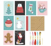 Ludwig Bähr URSUS Sticken Stickkarten Set, Weihnachten, Grußkarten A6 zum Besticken