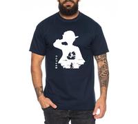 Luffy in Luffy - Herren T-Shirt Straw Hat Luffy Zoro One Monkey D. Pirat Ace Piece Goku Anime Ruffy, Größe:XXL, Farbe:Dunkelblau