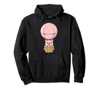 Luftballon mit fliegendem Schwein in rosa Punkten Pullover Hoodie
