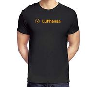 Lufthansa Airline Black Graphic Tee Shirt Mens Short Sleeve Cotton T-Shirt Fashion T Shirt Casual Tops Clothing Black 3XL