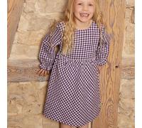 Luftiges Musselin Langarmkleid violett kariert 86/92