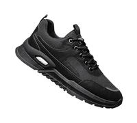 Luftkissen-Schuhe für Herren, niedrige Sneaker, rutschfeste Turnschuhe, lässige Sportschuhe, Herren, Leichtathletik, Sport, Laufschuhe, PU-Freizeitschuhe, Schnürschuhe, atmungsaktive Sneaker, Schwarz