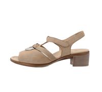 Sandalette ARA "LUGANO", Damen, Gr. 7,5 (41), beige (sand), Veloursleder, metallic, Schuhe Sandalette, Sommerschuh, Sandale, Blockabsatz, mit Gummizug und Klettverschluss (28976121-7,5) sand