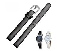 LUGEMA 10 Mm Schwarz-Weiß-Bogenband Uhrenarmband Leder Kompatibel Mit CK-Uhrenarmband K43231 K43232 K43236 Damenuhrenzubehör (Color : Black silver buckle, Size : 10mm)