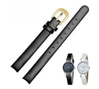 LUGEMA 10 Mm Schwarz-Weiß-Bogenband Uhrenarmband Leder Kompatibel Mit CK-Uhrenarmband K43231 K43232 K43236 Damenuhrenzubehör (Color : Black gold buckle, Size : 10mm)