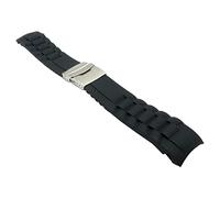 LUGEMA 16mm 18mm 20mm 22mm 24mm 26mm Schwarz Silikon Uhrenarmband Männer Frauen Sport Wasserdicht Faltschließe Gummi Handschlaufe Armband(20mm)