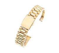 LUGEMA 18 Mm 20 Mm 22 Mm Edelstahl Gebogenes Gerades Ende Uhrenarmband Armband Kompatibel Mit SKX Citiz Uhr (Color : Gold curved end, Size : 18mm)