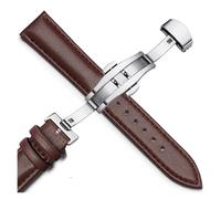 LUGEMA 20mm Uhrenarmband Leder 22mm Band Schmetterlingsschließe Leder Glatt Passend(Dark brown-S,22mm)