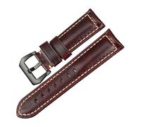 LUGEMA Braunes Vintage-Uhrenarmband aus Ölwachs-Leder, 20 mm, 22 mm, 24 mm, 26 mm, Uhrenzubehör, kompatibel mit Panerai(Red B,26mm)