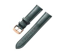 LUGEMA Echtes Leder Litschi-Muster, Weiches Lederarmband, Herren-Damen-Dornschließe, Elefantengrau, Aprikose, Lila, Uhrenarmband-Zubehör(Dark green rose,19mm)