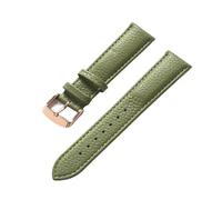 LUGEMA Echtes Leder Litschi-Muster, Weiches Lederarmband, Herren-Damen-Dornschließe, Elefantengrau, Aprikose, Lila, Uhrenarmband-Zubehör(Olive green rose,15mm)