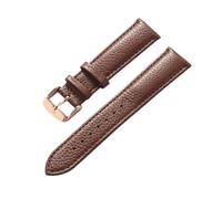 LUGEMA Echtes Leder Litschi-Muster, Weiches Lederarmband, Herren-Damen-Dornschließe, Elefantengrau, Aprikose, Lila, Uhrenarmband-Zubehör(Dark brown rose,20mm)