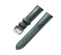 LUGEMA Echtes Leder Litschi-Muster, Weiches Lederarmband, Herren-Damen-Dornschließe, Elefantengrau, Aprikose, Lila, Uhrenarmband-Zubehör(Dark green,16mm)