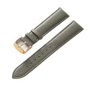 LUGEMA Echtes Leder Litschi-Muster, Weiches Lederarmband, Herren-Damen-Dornschließe, Elefantengrau, Aprikose, Lila, Uhrenarmband-Zubehör(Elephant Grey Gold,18mm)