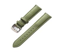 LUGEMA Echtes Leder Litschi-Muster, Weiches Lederarmband, Herren-Damen-Dornschließe, Elefantengrau, Aprikose, Lila, Uhrenarmband-Zubehör(Olive green,22mm)