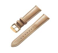LUGEMA Echtes Leder Litschi-Muster, Weiches Lederarmband, Herren-Damen-Dornschließe, Elefantengrau, Aprikose, Lila, Uhrenarmband-Zubehör(Beige Gold Buckle,19mm)