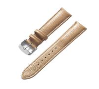 LUGEMA Echtes Leder Litschi-Muster, Weiches Lederarmband, Herren-Damen-Dornschließe, Elefantengrau, Aprikose, Lila, Uhrenarmband-Zubehör(Beige,17mm)