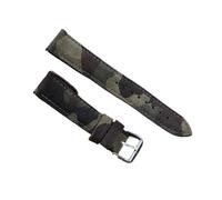 LUGEMA Echtes Leder Wildleder Uhrenarmband Leder Retro Uhrenarmband 18mm 19mm 20mm 22mm Grau Blau Uhrenzubehör (Color : Camouflage bk green, Size : 24mm)