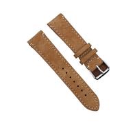 LUGEMA Echtes Leder Wildleder Uhrenarmband Leder Retro Uhrenarmband 18mm 19mm 20mm 22mm Grau Blau Uhrenzubehör (Color : Tan with line, Size : 19mm)