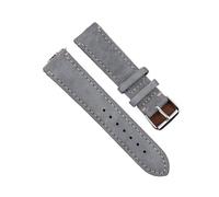 LUGEMA Echtes Leder Wildleder Uhrenarmband Leder Retro Uhrenarmband 18mm 19mm 20mm 22mm Grau Blau Uhrenzubehör (Color : Gray with line, Size : 22mm)