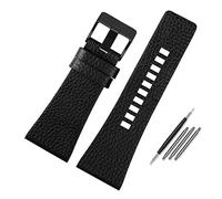 LUGEMA Echtes Lederarmband Kompatibel Mit Diesel DZ7396DZ1206 DZ1399 DZ1405 Uhrenarmband Litchi-Korn 22 24 26 27 28 30 32 34 Mm Armband (Color : Black black clasp, Size : 28mm)