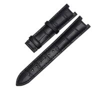 LUGEMA Echtes Lederarmband, Kompatibel Mit GC-Armbändern, 22 X 13 Mm, 20 X 11 Mm, Gekerbtes Armband Mit Butterfly-Schnalle Aus Edelstahl(Black no clasp,20-11mm)