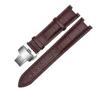 LUGEMA Echtes Lederarmband, Kompatibel Mit GC-Armbändern, 22 X 13 Mm, 20 X 11 Mm, Gekerbtes Armband Mit Butterfly-Schnalle Aus Edelstahl(Brown silver,22-13mm)