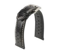 LUGEMA Echtes Rindslederarmband, Atmungsaktiv, Retro-Armband, 18 Mm, 19 Mm, 20 Mm, 22 Mm(Black,18mm)