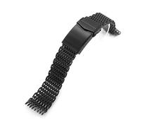 LUGEMA Edelstahl-Uhrenarmband, Solide Doppelschnalle, Uhrenarmband, Uhrenzubehör, Luxuriöses Milanese-Loop-Mesh-Armband, 18, 20, 22 Mm(Black,20mm)