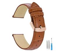 LUGEMA Ersatz-Uhrenarmband Aus Leder For Herren Und Damen, 12 Mm, 14 Mm, 16 Mm, 18 Mm, 20 Mm, 22 Mm, 24 Mm(Orange-RG,22mm)