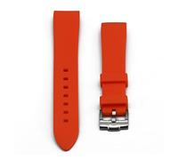 LUGEMA Gebogenes Ende 20mm 22mm Gummi-Uhr-Armband wasserdichte Silikon-Uhr-Bands-Silber/schwarze Schnalle Compatible With Omega-Marken-Uhren-Band (Color : Orange Silver clasp, Size : 22mm)